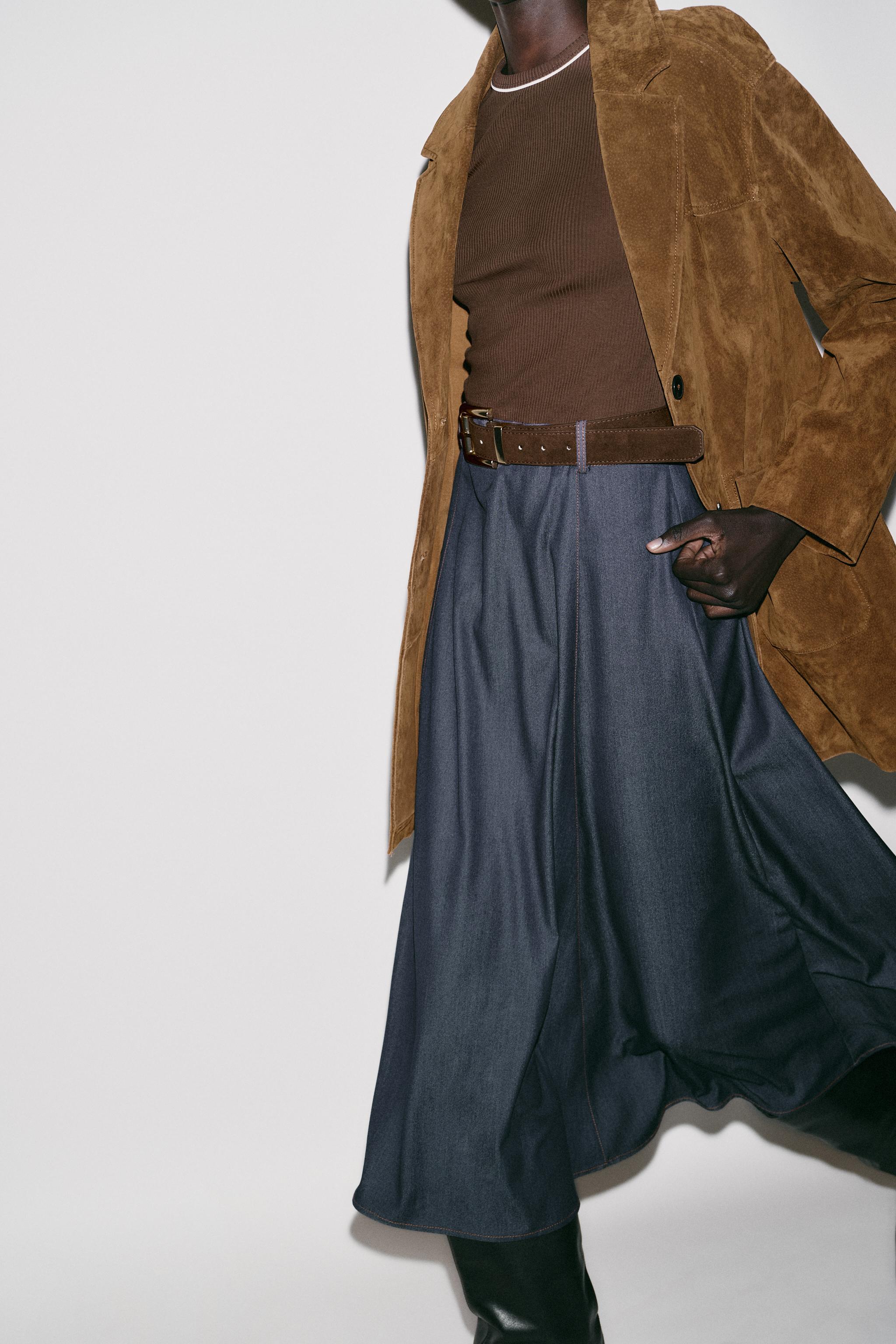 BELTED COMBINATION MIDI DRESS